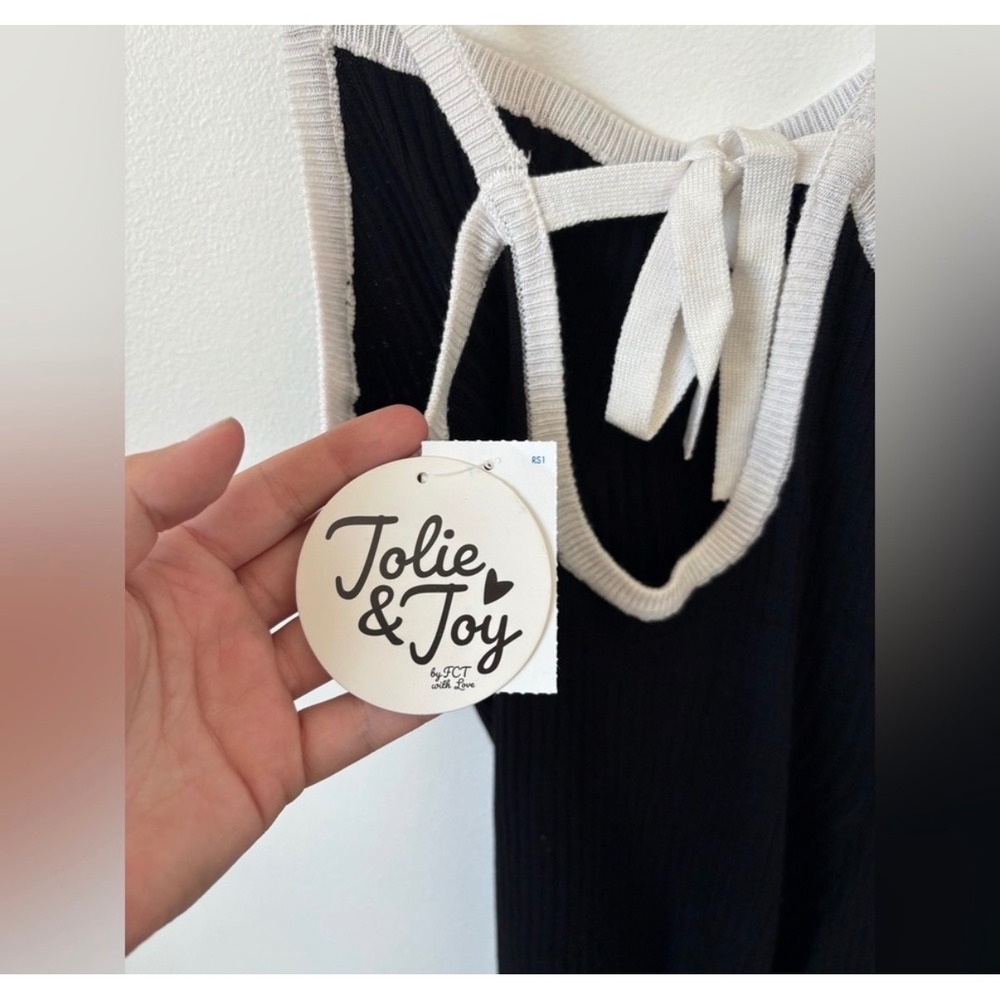 Jolie & Joy Slim Fit Maxi Dress – Black with White Trim‎ – Size Large - Picture 4 of 6